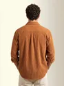 Rust Orange Dual Pocket Textured Corduroy Shirt
