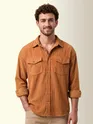 Rust Orange Dual Pocket Textured Corduroy Shirt