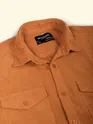 Rust Orange Dual Pocket Textured Corduroy Shirt