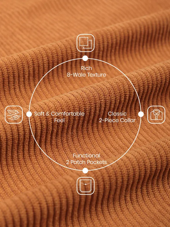 Rust Orange Dual Pocket Textured Corduroy Shirt