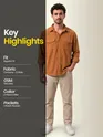 Rust Orange Dual Pocket Textured Corduroy Shirt