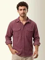 Dark Mauve Dual Pocket Textured Corduroy Shirt
