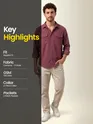 Dark Mauve Dual Pocket Textured Corduroy Shirt