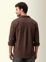 Tan Brown Dual Pocket Textured Corduroy Shirt
