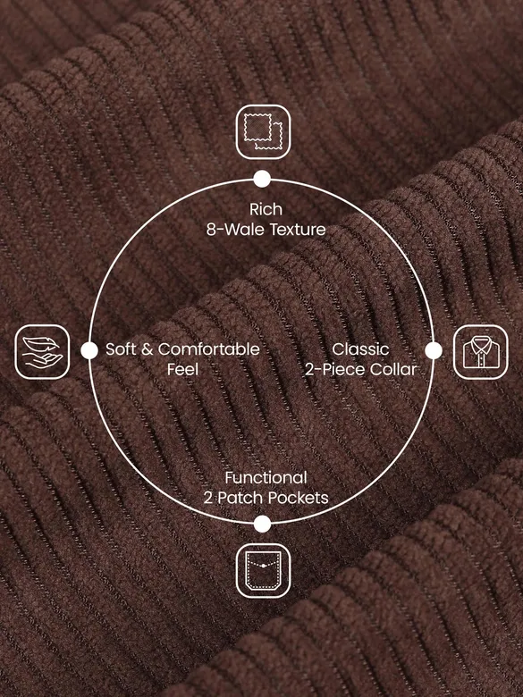 Tan Brown Dual Pocket Textured Corduroy Shirt