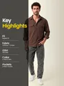 Tan Brown Dual Pocket Textured Corduroy Shirt