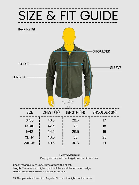 Olive Green Textured Corduroy Shirt