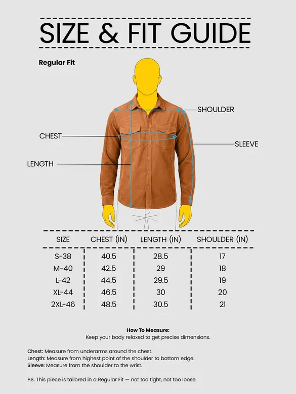 Rust Orange Dual Pocket Textured Corduroy Shirt