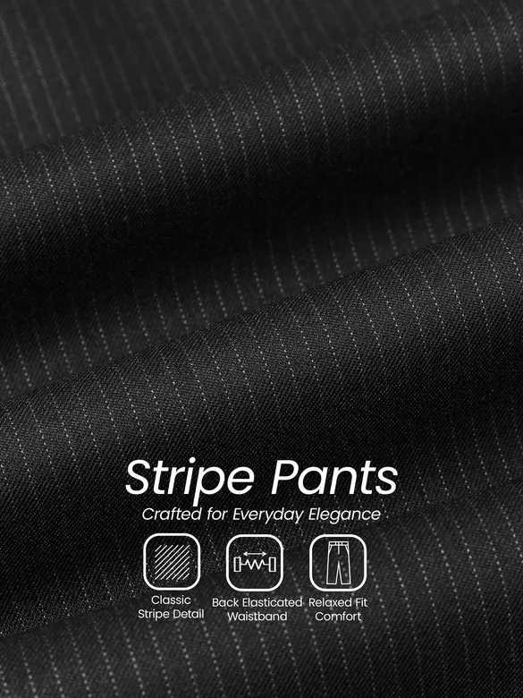Black Striped Relaxed Fit Pants