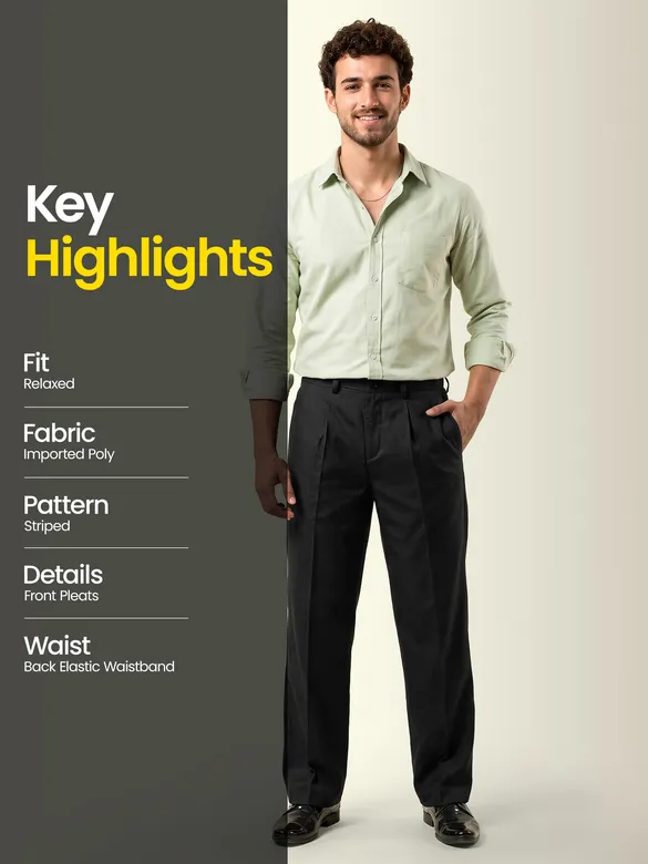 Black Striped Relaxed Fit Pants