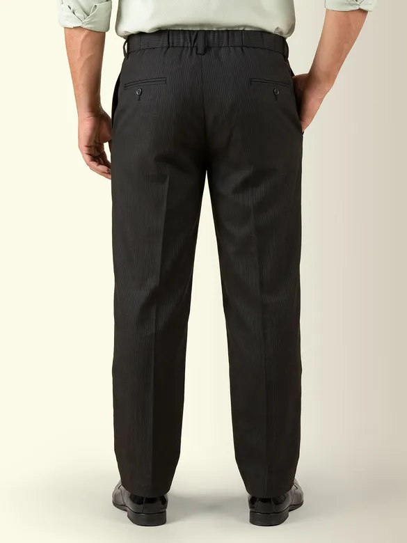 Charcoal Grey Striped Relaxed Fit Pants