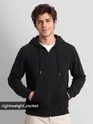 Black Knit Zip-Up Hoodie