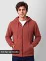 Brick Red Knit Zip-Up Hoodie