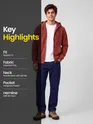 Brick Red Knit Zip-Up Hoodie