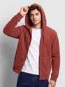 Brick Red Knit Zip-Up Hoodie