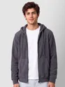 Charcoal Grey Knit Zip-Up Hoodie