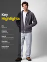 Charcoal Grey Knit Zip-Up Hoodie