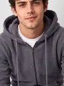 Charcoal Grey Knit Zip-Up Hoodie