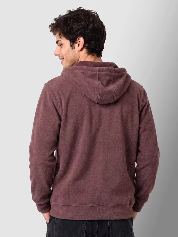 Mauve Knit Zip-Up Hoodie