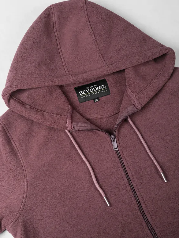 Mauve Knit Zip-Up Hoodie