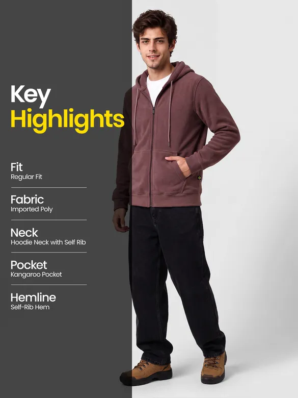 Mauve Knit Zip-Up Hoodie