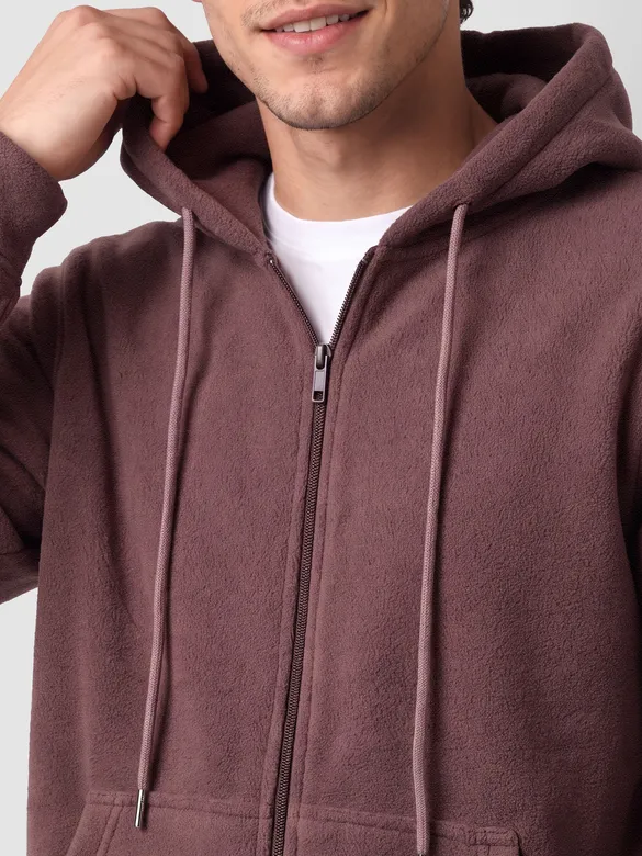 Mauve Knit Zip-Up Hoodie
