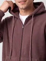 Mauve Knit Zip-Up Hoodie