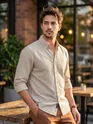 Beige Oxford Striped Shirt