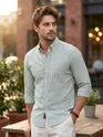Green Oxford Striped Shirt