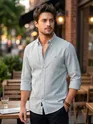 Grey Oxford Striped Shirt