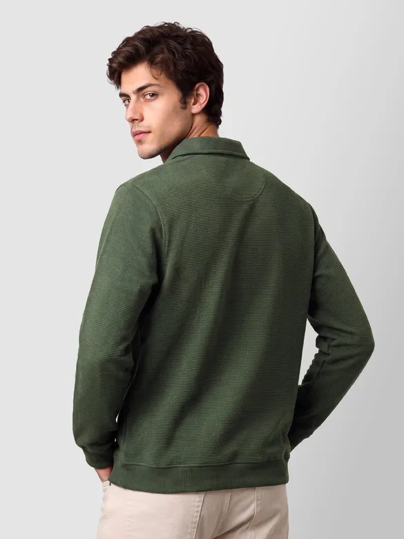 Olive Green Polo Neck Sweatshirt