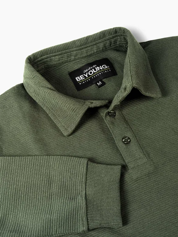 Olive Green Polo Neck Sweatshirt