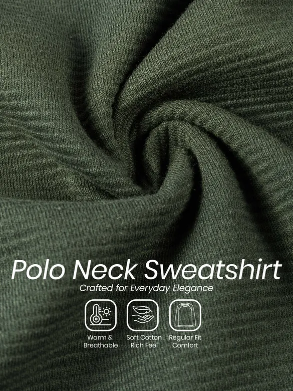 Olive Green Polo Neck Sweatshirt