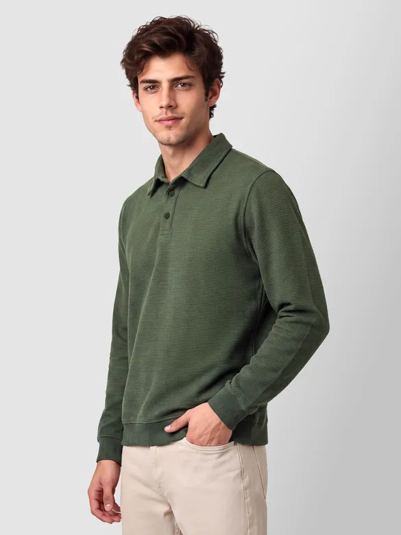 Olive Green Polo Neck Sweatshirt