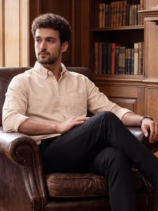 Beige Oxford Plain Shirt