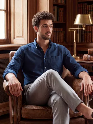 Navy Oxford Plain Shirt