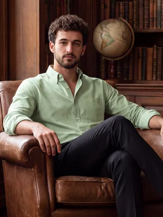 Pista Green Oxford Plain Shirt