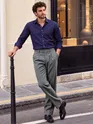 Steel Grey Striped Relaxed Fit Pants