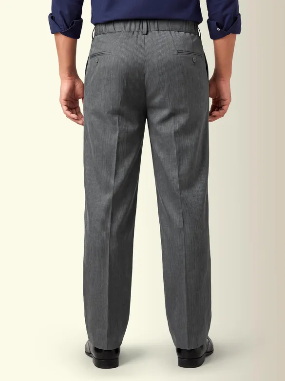 Steel Grey Striped Relaxed Fit Pants