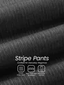 Steel Grey Striped Relaxed Fit Pants