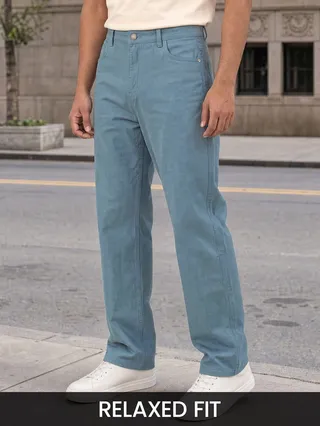Slate Blue Relaxed Fit Pants