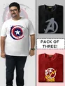 Pack Of 3 - Marvel Printed Plus Size Combo T-Shirt