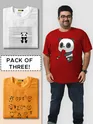 Pack Of 3 - Panda Printed Plus Size Combo T-Shirt