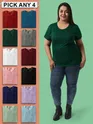 Pick Any 4- Womens Plain Plus Size T-shirt Combo, 
