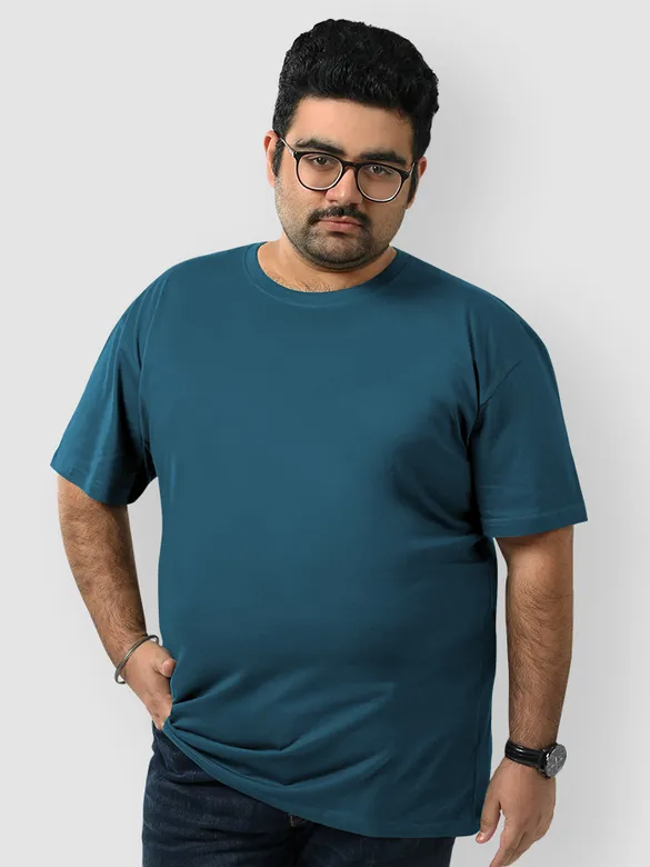 Plain Teal Blue Plus Size T-Shirt