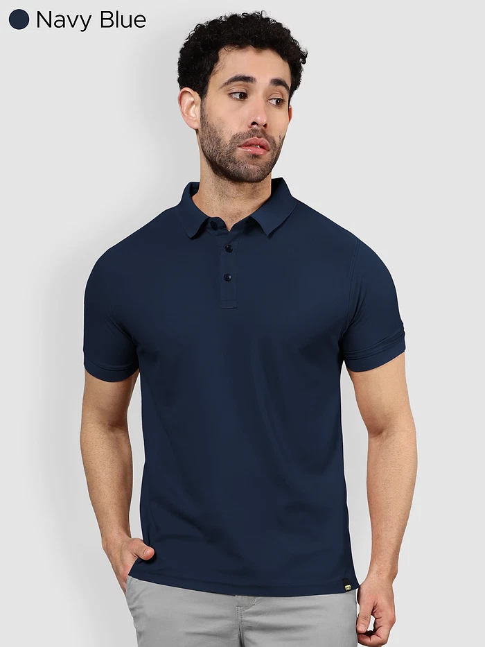 Pack of 3-Polo T-shirts Combo Navy Blue,French Wine,Melange Charcoal