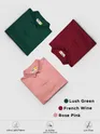 Pack of 3-Polo T-shirts Combo French Wine,Lush Green,Rose Pink