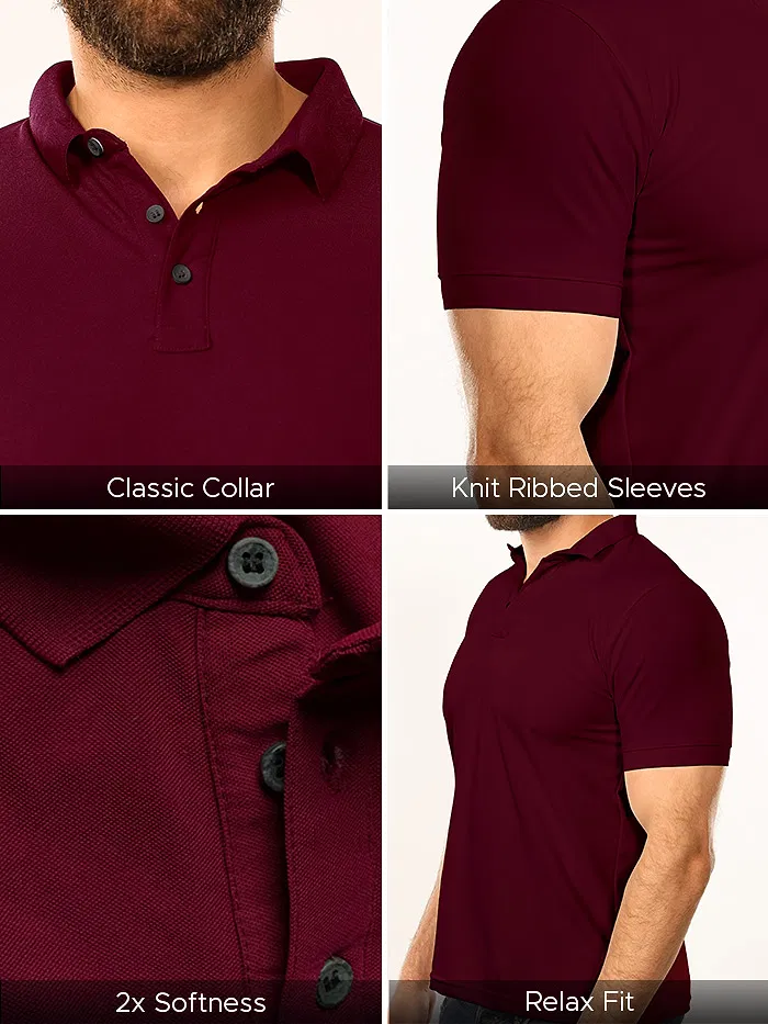 French Wine Collar Polo T Shirts For Men