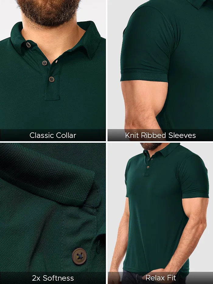Green Collar Polo T Shirts For Men