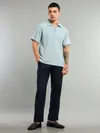 Alice Blue Waffle Textured Polo T-Shirt
